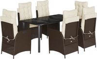 vidaXL 7-delige tuinset met kussens, bruin, polyrotan