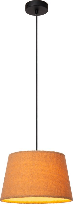 Lucide WOOLLY - Hanglamp - Ø 28 cm - 1xE27 - Okergeel