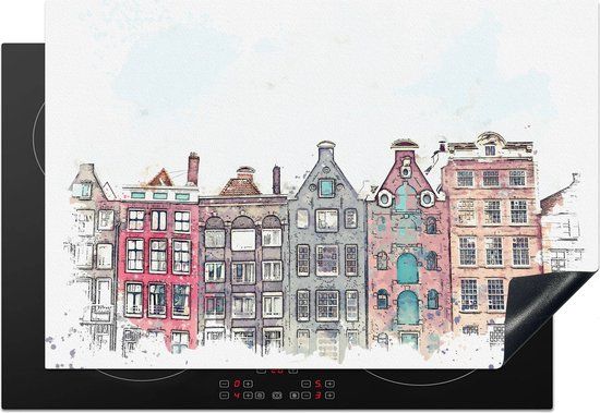KitchenYeah® Inductie beschermer 77x51 cm - Waterverf Amsterdam - Inductiebeschermer