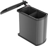 Hailo Duo 2x8 liter inbouw prullenbak Zwart/Grijs