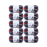 Gründl Wol Perla color 10 x 100 g, wit-basaltblauw-rood-curry