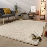 TT Home Tapijt Woonkamer Diepe Pool Lange Pool Zacht Modern Monochroom Design Lichtbeige Crème 160 x 220 cm