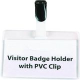 Hwks Naambadge bezoekers met Clip 60x90 mm PVC Transparant/Zwart (25 stuks)