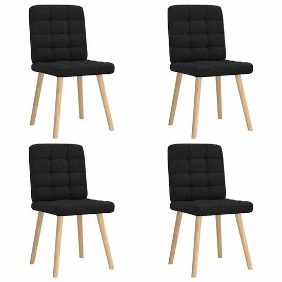 vidaXL Eetkamerstoelen 4 stuks stof zwart