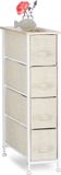 Merkloos Relaxdays ladekast, met 4 stoffen lades, metaal en hout, ladeblok, commode, ladesysteem, HxBxD: 76 x 20 x 48 cm, beige