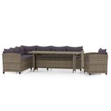 vidaXL Salon de Jardin 3 pcs avec Coussins Mobilier de Patio Ensemble de Meubles de Terrasse Meubles d'Extérieur Résine Tressée Gris