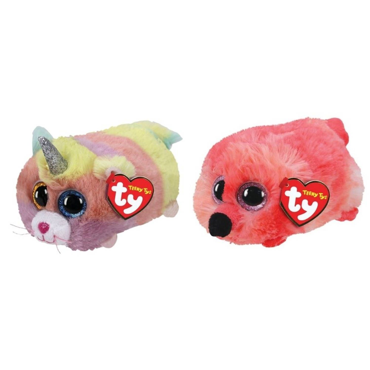 TY - Knuffel - Teeny s - Gilda Flamingo & Heather Cat