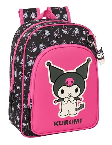 Safta Kuromi Schoolrugzak voor kinderen, kinderrugzak, aanpasbaar aan kinderwagen, ideaal voor kinderen op schoolleeftijd, comfortabel en veelzijdig, kwaliteit en duurzaamheid, 26 x 11 x 34 cm, zwart