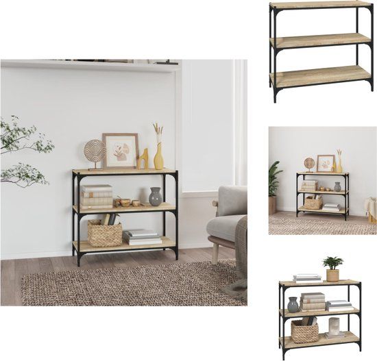 vidaXL Boekenkast 80x33x70,5 cm hout en staal sonoma eikenkleur