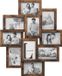 Songmics Cadre photo, fixation murale, pour 10 photos de 10 x 15 cm, panneau MDF, montage requis, Brun Rustique, RPF020X01