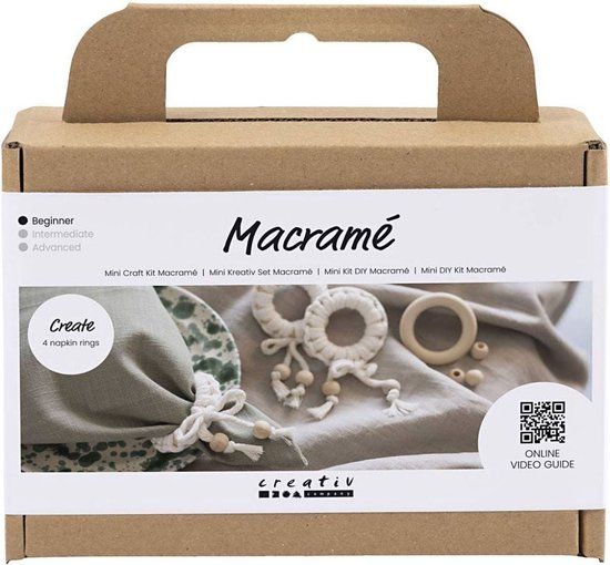 Creativ Company Mini Hobbyset Macramé Servetring Off-white - Knutselset
