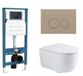 QeramiQ Dely Swirl Toiletset - inbouwreservoir Qeramiq Flush - 35mm zitting - kunststof taupe bedieningsplaat - ronde knoppen - glans wit