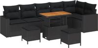vidaXL Tuinbank Set 9-delig Zwart Polyrattan