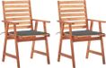 Maison Exclusive - Chaise de salle à manger d'extérieur lot de 2 et coussins acacia massif