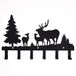 Homemania HOMESRV-128 Kledinghaken voor Kerstmis, dieren, bos, herten met haken, muurkunst, wandingang, hal, zwart, metaal, 42 x 28 cm