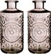 Ideas4seasons Bloemenvaas/flesvaas Berlin - 2x - met motief - helder glas - smoke grijs - D9 x H21 cm