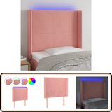 vidaXL Hoofdbord met randen 103x16x118/128 cm fluweel roze