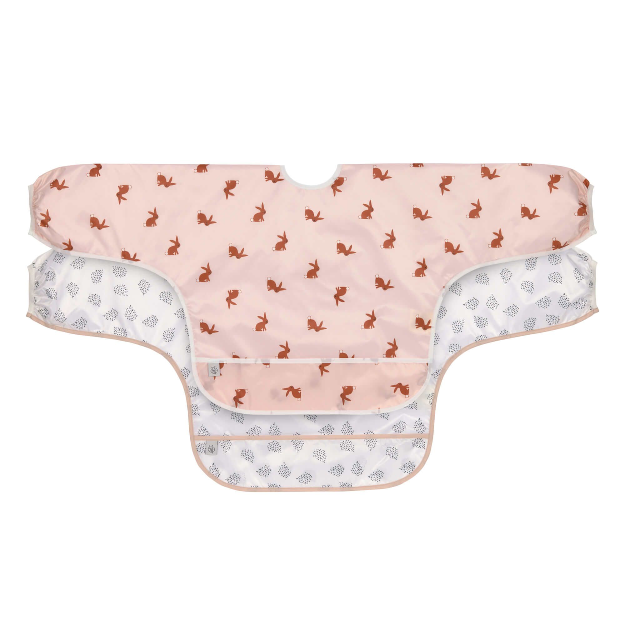 Lässig Little Forest Sleeved Bib - Pink/White - 6-24 Months - 2 Pack