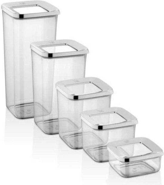 VIPAHMET Vip Ahmet 5 stuks stijlvolle voorraadpotten container opbergset van voedsel stapelbaar zilver