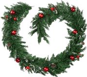 tectake Guirlande de Noël avec boules et pommes de pin - 270 cm - vert