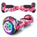 SISIGAD 6.5 inch hoverboard met Bluetooth-luidspreker, zelfbalancerende scooter, motor met gekleurde lampjes en LED-verlichting, Roze camouflage
