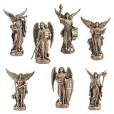 Veronese Design Set van 4 handbeschilderde Aartsengel Beeldjes Bronzen Afwerking Woondecoratie