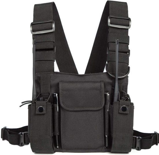 Litens h Walkie Talkie Schoudertas Borsttas Zwart Nylon