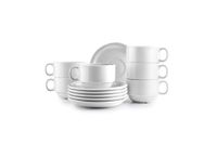 IBILI - Set van 6 kopjes 230 ml met schoteltjes Castilla Blanca, porselein