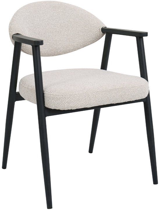 DÉJA Living Eetkamerstoel Karup - Beige/Zwart - Set van 2