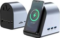 DrPhone PowerBoost – 9 In 1 Hub – 15W Draadloos Opladen – 3x USB 3.0 – Kaartlezer MicroSD/SD – USB-C 100W – HDMI 4K Ingang – 3.5MM Aux – RJ45 Ethernet Gigabit Poort - Zilver