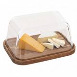 5Five Kaasdoos met deksel - lichtbruin/transparant - acacia hout en glas - 24 x 18 x 12 cm