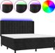vidaXL Boxspringbed met matras en LED-verlichting, zwart, 180x200 cm, fluweel