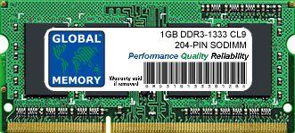 GLOBAL MEMORY 1 GB DDR3 1333 MHz PC3-10600 204-PIN SODIMM Memory Ram voor Intel Mac Mini/Mac Mini server (medio 2011) & Intel IMAC (medio 2010 - Mid/eind 2011)