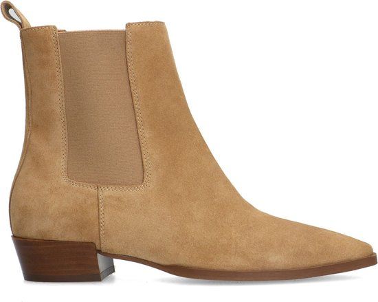Manfield - Dames - Beige suède chelsea boots - Maat 37