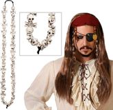 Atosa Set de déguisement Perruque pirate cheveux bruns - avec collier pirate à têtes de mort - Homme