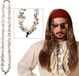 Atosa Set de déguisement Perruque pirate cheveux bruns - avec collier pirate à têtes de mort - Homme