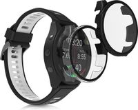kwmobile 2x hoes compatibel met Garmin 18mm Forerunner 265S hoesje - Cover van kunststof en glas - Hoesje voor activity tracker - In zwart/transparant