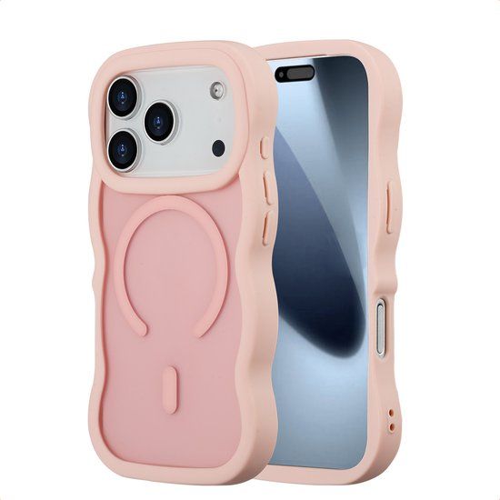 Selencia Wavy Case - Golvend Hoesje geschikt voor Apple iPhone 17 Pro - Soft Pink