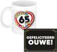 Bellatio Decorations Verjaardag cadeau koffiemok - 65 jaar - man - hartje - met wenskaart