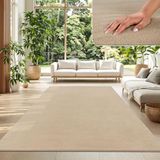 TT Home Vloerkleed Woonkamer Laagpolig Eenkleurig Modern Design Wasbaar Geel Gold, Kleur: Donkerbeige, Maat:200 cm Vierkant