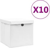 vidaXL Opbergboxen met deksel 10 stuks 28x28x28 cm wit