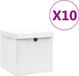 vidaXL Opbergboxen met deksel 10 stuks 28x28x28 cm wit