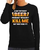 Bellatio Decorations Apres ski sweater A day without beer zwart dames - Wintersport trui - Foute apres ski outfit/ kleding XS