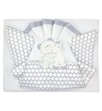 Andy & Helen Beddengoedset voor kinderwagen, geborduurd, hoeslaken met elastieken en kussensloop, grijs