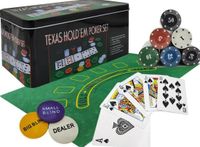 Merkloos Pokerset 200 chips in blik - Texas Hold'em Poker Set