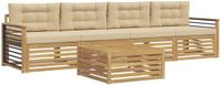 vidaXL - Bankenset - 5-delig - Wit en Beige - Massief Acacia Hout