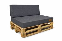 ODOL-PLUSZ Palletkussen set 2-delig - zit- en rugkussen 120x80 cm, linnen grafiet