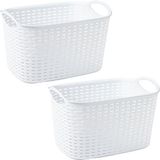 Plasticforte Panier de rangement/Panier de placard - 2x - 6,4 litres - Ivoire Blanc - Plastique - 19 x 29 x 18 cm
