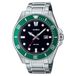 Casio MDV107D-3AV 200 m roestvrijstalen duikhorloge met groene lunette, zwarte wijzerplaat, 3 wijzers, zwart, sport