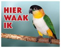 Stickerkoning.nl Caipe Papegaai Waakbord - Hier Waak Ik